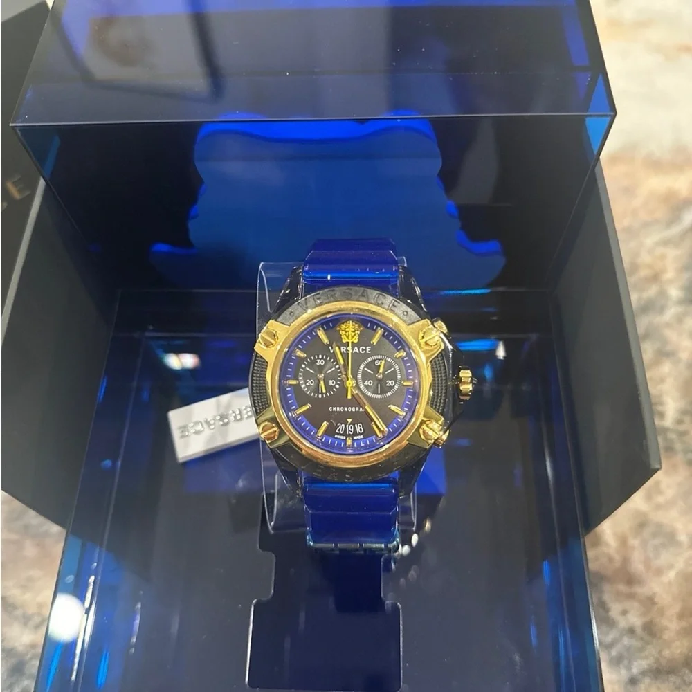 SEALED BOX! Versace Blue Sport Transparent Watch with tags